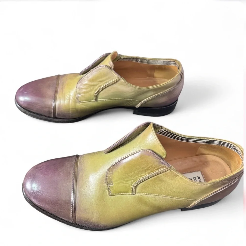 Fratelli Rossetti Leather Slip On EU 36.5‎ (M 4.5 W 6) Italy Two Tone Old Money